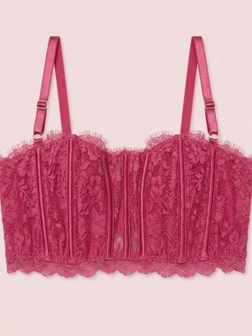 NWT Victoria's Secret Dusty Rose Lace Longline Bralette Large